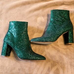 Green Glitter Ankle Boots